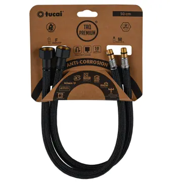 Шланг для змішувача TUCAI TAQ PREMIUM GRIF М10х1/2″ 0,5м. АНТИКОР. AСB ПАРА (Чорний Мат) 209965