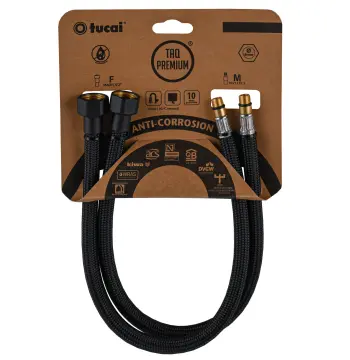 Шланг для змішувача TUCAI TAQ PREMIUM GRIF М10х1/2″ 0,6м. АНТИКОР. AСB ПАРА (Чорний Мат) 210393