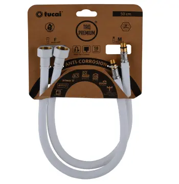 Шланг для змішувача TUCAI TAQ PREMIUM GRIF М10х1/2″ 0,5м. АНТИКОР. AСB ПАРА (Білий Мат) 209967