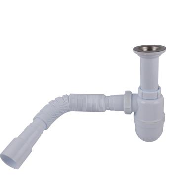 Сифон OPTIMUM 1 1/2″*40 для умивальника та мийки з литим випуском та гофротрубою 40*40/50 OPTI 11043