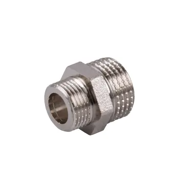 Ніпель редукційний 1/2″х3/8″ЗЗ нікельований під прокладку NN322G OPTIMUM