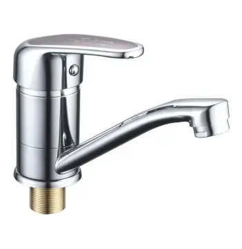 Змішувач для умивальника Cron Magic 555-15 CM хромований з червоною ручкою на гайці (CR0112)