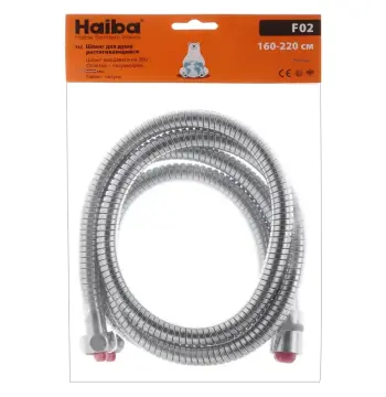 Шланг ChrF02 для душу Haiba Chr.F02 з нержавіючої сталі, розтяжний 160 см, хром (HO0019)