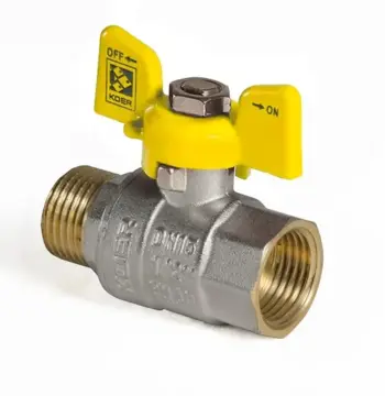 Кран кульовий KOER KR.218.G - 1/2" FM ГШМ YELLOW, ручка "метелик" жовта (KR0036)