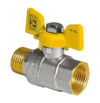 Кран кульовий KOER KR.218.G - 3/4" FM ГШМ YELLOW, ручка "метелик" жовта (KR0094)