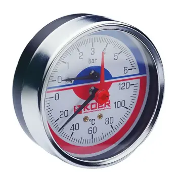 Термо-манометр аксіальний (KOER KM.812A) (0-6 bar), D 80мм, 1/4''-1/2'' (KR0220)