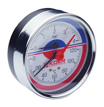 Термо-манометр аксіальний (KOER KM.812A) (0-4 bar), D 80мм, 1/4''-1/2'' (KR0221)