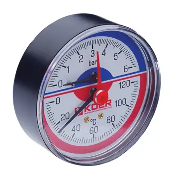 Термо-манометр аксіальний (KOER KM.802A) (0-6 bar), D 80мм, 1/4''-1/2'' (KR0223)