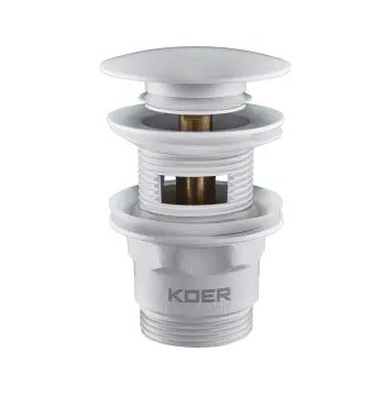 Донный клапан для раковины с переливом KOER PW-03-03 автоматический (Click-Clack) (Цвет белый) 1 1/4'' (KR3395)