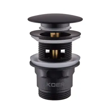 Донный клапан для раковины с переливом KOER PW-03-05 автоматический (Click-Clack) (Цвет черный) 1 1/4'' (KR3396)