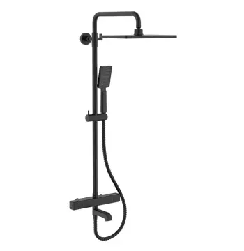 Душова колона KOER KB-57011-05 латунна чорна матова з термостатом (KR4725)