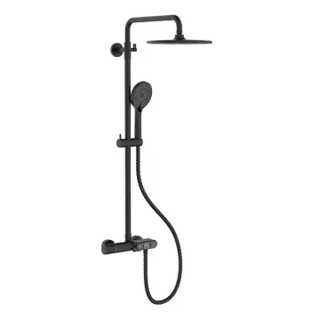 Душова колона Koer KB-55014-05 латунна чорна матова з термостатом (KR4733)