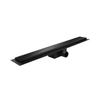 Душовий трап KOER FD08-70x800-GLASS BLACK з нерж. сталі SUS304 70x800мм зі скляною панеллю (Колір чорний) (KR5142)