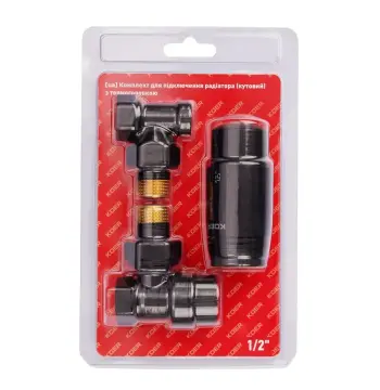 Комплект для підключення радіатора Koer SET-24.Black - 1/2'' кутовий з термоголовкою (KR5283)