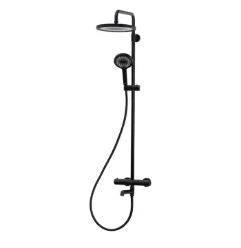 Душова колона Koer KB-57029-05 латунна чорна матова з термостатом на 3 режими (KR5491)