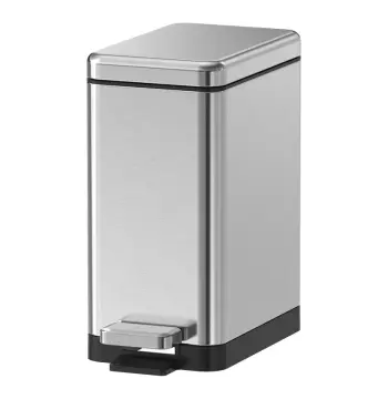 Відро для сміття з плавним закриттям прямокутне KOER TC-010210-02 10 л (колір нержавійка) (KR5597)