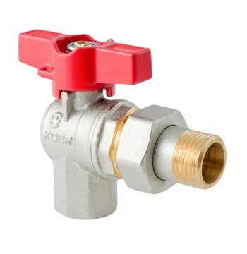 Кран з американкою кутовий KOER EXTREME KE.228-20 - 3/4" ручка "метелик" червона (KR5764)
