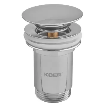 Донный клапан для раковины с переливом KOER PW-07-01 автоматический (Click-Clack) (Цвет хром) 1 1/4'' (KR5782)