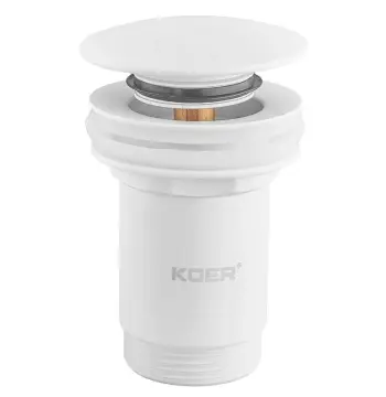 Донный клапан для раковины с переливом KOER PW-07-03 автоматический (Click-Clack) (Цвет белый) 1 1/4'' (KR5783)