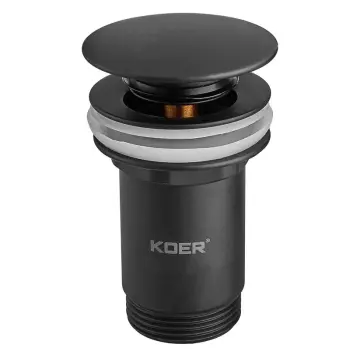 Донный клапан для раковины с переливом KOER PW-07-05 автоматический (Click-Clack) (Цвет черный) 1 1/4'' (KR5785)