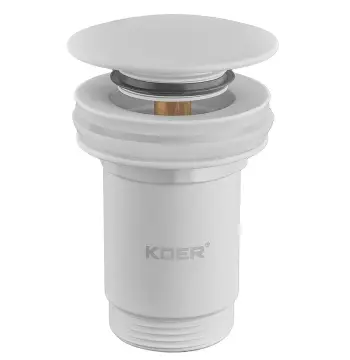 Донный клапан для раковины без перелива KOER PW-08-03 автоматический (Click-Clack) (Цвет белый) 1 1/4'' (KR5787)