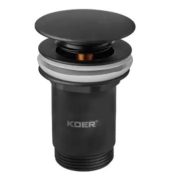 Донный клапан для раковины без перелива KOER PW-08-05 автоматический (Click-Clack) (Цвет черный) 1 1/4'' (KR5789)