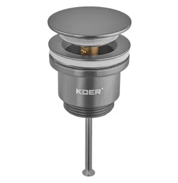 Донный клапан для раковины универсальный (с/без перелива) KOER PW-11-07 автоматический (Click-Clack) (Цвет графитовый) 1 1/4'' (KR5793)