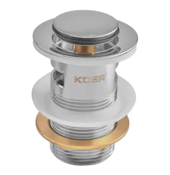 Донный клапан для раковины с переливом KOER PW-09-01 автоматический (Click-Clack) (Цвет хром) 1 1/4'' (KR5796)
