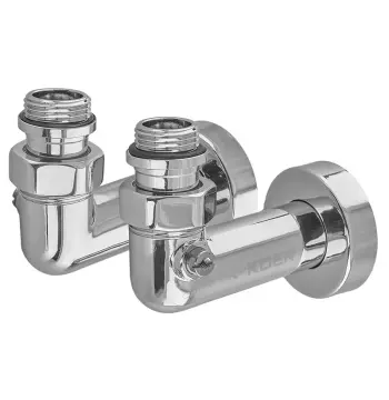Комплект кранів рушникосушарки кутовий M1/2''xM1/2'' запірний хромований KOER KR.SET.550 (KR5840)