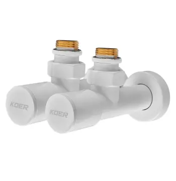 Комплект кранів рушникосушарки кутовий M1/2''xM1/2'' подовжений KOER KR.SET.534 WHITE (KR5843)