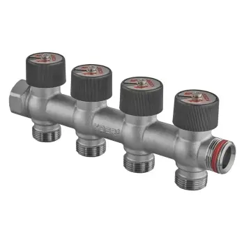 Коллектор вентильный без фитинга 3/4"x3/4"x3/4"x4 WAYS (KOER KR.1128-4) (KR5873)