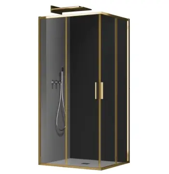 Душова кабіна без піддону Koer SR SC10-90x90x195-TR-12 прозоре скло Easy Clean 6мм, матове золото (KR5943)