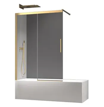 Шторки скляні на ванну розсувні Koer SR BS06-120x150-TR-12 прозоре скло Easy Clean 6мм, матове золото (KR5946)