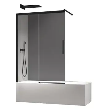 Шторки скляні на ванну розсувні Koer SR BS06-120x150-TR-07 прозоре скло Easy Clean 6мм, графіт (KR5947)