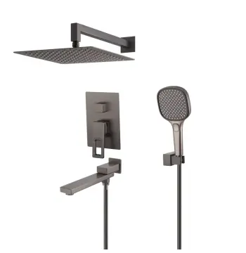 Вбудована душова система KOER KB-66009-07 графітова з латуні на 3 функції (KR5991)