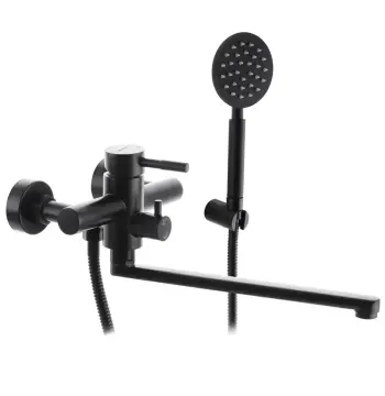 Змішувач для ванни Mixxus SUS-006 Euro з нержавіючої сталі чорний матовий з довгим поворотним виливом (MI2806)