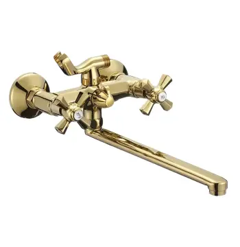 Змішувач для ванни Mixxus Premium Retro Gold-140 латунний двохвентильний з довгим поворотним виливом (MI5849)