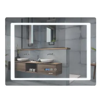 Дзеркало MIXXUS STYLE MR03-90x70 з LED Touch, Anti-fog, димером, рег. яскравості, годинником (MI6007)