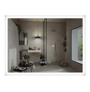 Дзеркало MIXXUS FLAT MR04-100x60 з LED Touch, Anti-fog, димером, рег. яскравості, годинником (MI6008)