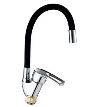 Змішувач для кухні Mixxus YUB4-181 Reflector Black чорний / хром з гнучким силіконовим виливом (MI6481)