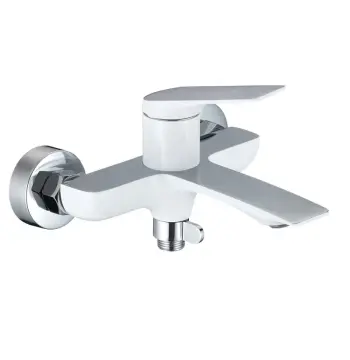 Змішувач для ванни Mixxus Premium DERBY 009 латунний, білий матовий/хром, з коротким литим виливом (MI6615)