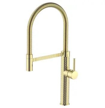 Високий змішувач для кухні Mixxus Premium Spark 017 GOLD латунний з гнучким виливом (MI6972)