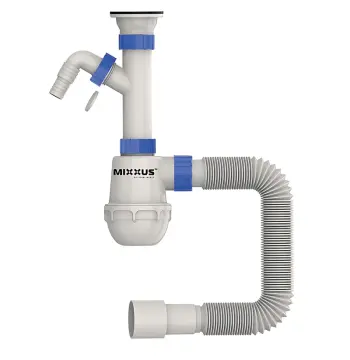 Сифон для кухни MIXXUS SK-01-B 1 1/2"x40 с литым выпуском и отводом для стиральной машины (MI8191)