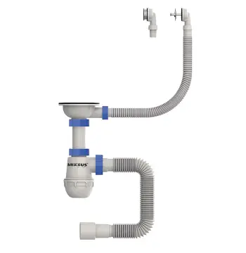 Сифон для кухни MIXXUS SK-07-A 3 1/2"x40 с нержавеющей сеткой, гибким круглым переливом (MI8198)