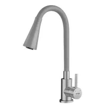 Смеситель для кухни MIXXUS SUS-011-T REFL.GRAY из нержавеющей стали SUS304, серый, с гибким силиконовым изливом (MI8227)