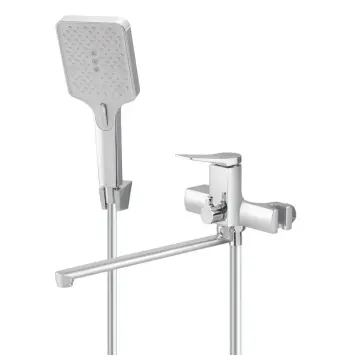 Змішувач для ванни Mixxus Premium Degas 006 латунний хромований з довгим поворотним виливом 323 мм (MI8247)