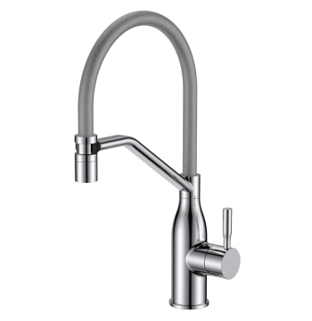 Змішувач для кухні MIXXUS PREMIUM GRAVITY 017 NUT SS COLOR REFL.GREY (Колір нержавіюча сталь+силік. вилив сірий) (MI8407)