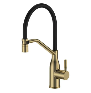 Змішувач для кухні MIXXUS PREMIUM GRAVITY 017 NUT BRUSHED GOLD REFL.BLACK (Колір матове золото+силік. вилив чорний) (MI8410)