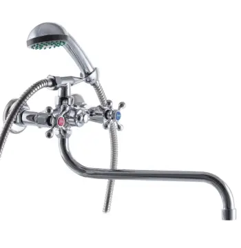 Змішувач для ванни Master 143 хромований двохвентильний з довгим поворотним виливом 310 мм (MR0007)
