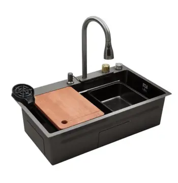Мийка Mixxus Premium MH7545-SET-02 Nano-Black з вбудованим змішувачем з нерж. сталі (MX1694)